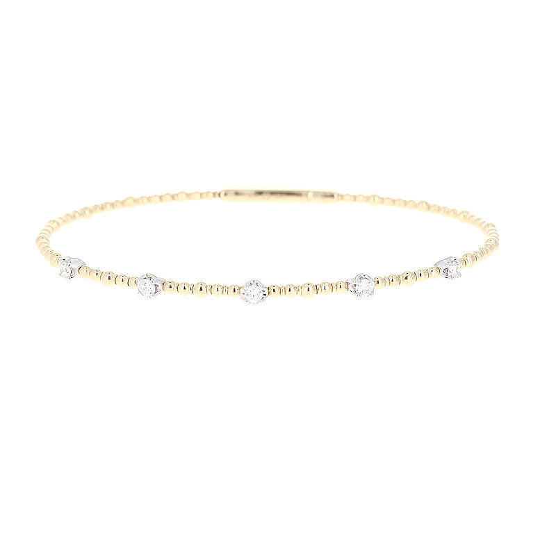 Ladies 14kt Two Tone 0.25cts Diamond Station Flexible Bracelet