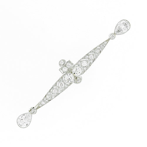 Ladies Platinum 2.25cts Diamond Art Deco Brooch Circa 1920