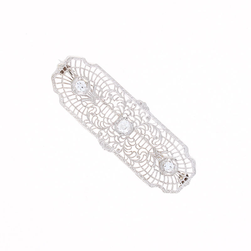 Ladies 14kt White Gold 0.18cts Diamond Brooch Circa 1915