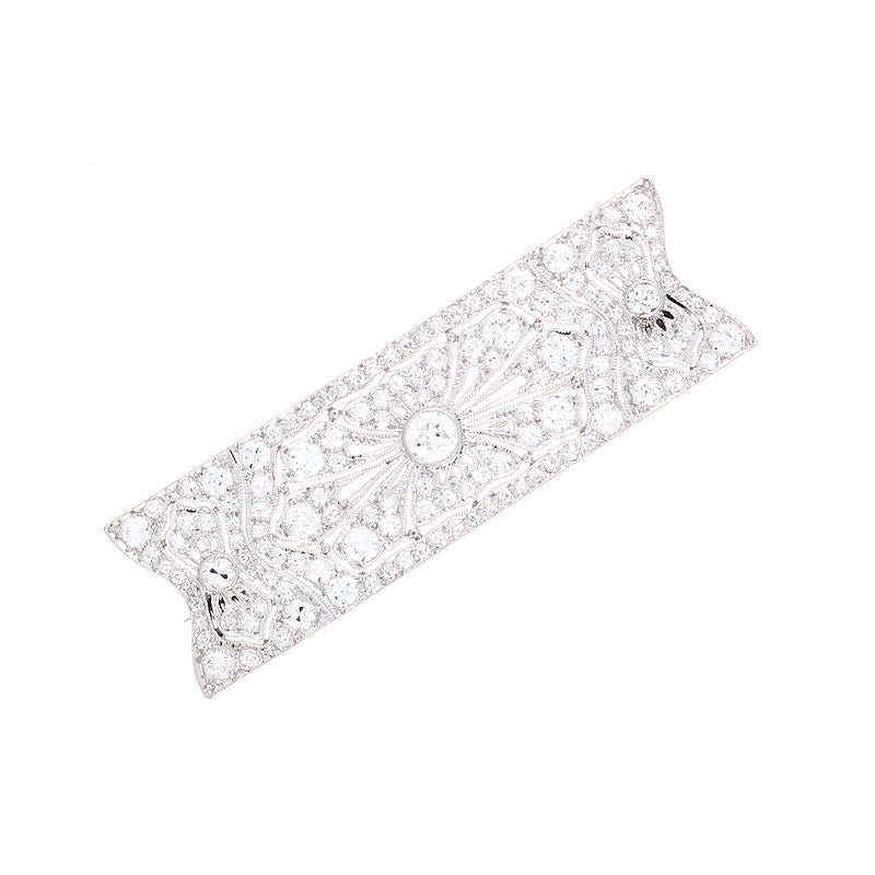 Ladies Platinum and 14kt White Gold Art Deco 2.28cts Diamond Brooch Circa 1920