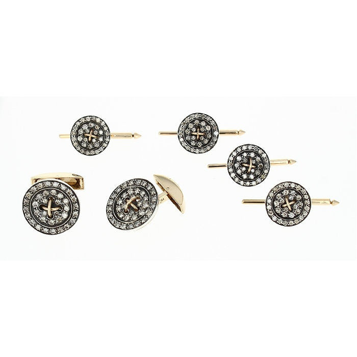 Mens 18kt Yellow Gold 3.36cts Diamond Tuxedo Set