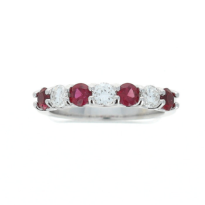 Ladies 14kt White Gold 0.50cts Ruby and 0.43cts Diamond Wedding Band