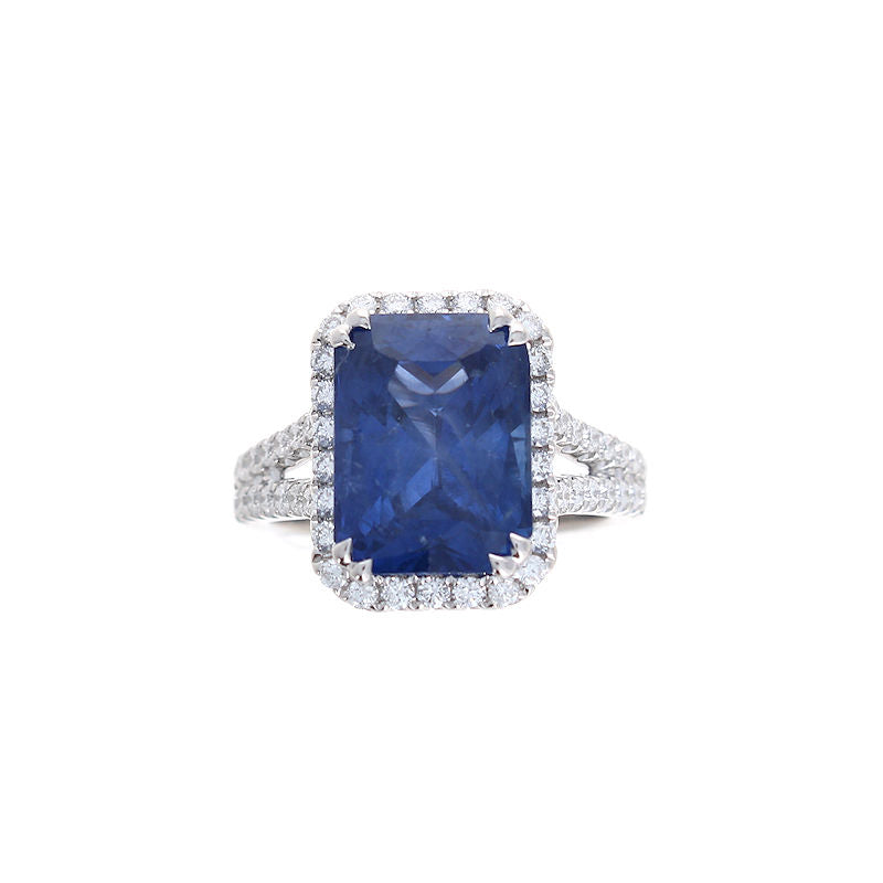 Ladies 18kt White Gold 7.76ct Sapphire and 0.71cts Diamond Ring