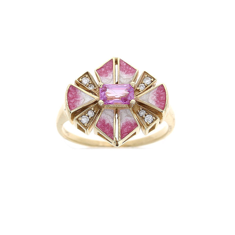Ladies 18kt Yellow Gold 0.65ct Sapphire and 0.07cts Diamond Ring By Simon G