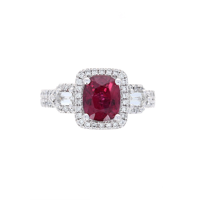 Ladies Platinum 1.93ct Ruby and 0.62cts Diamond Ring