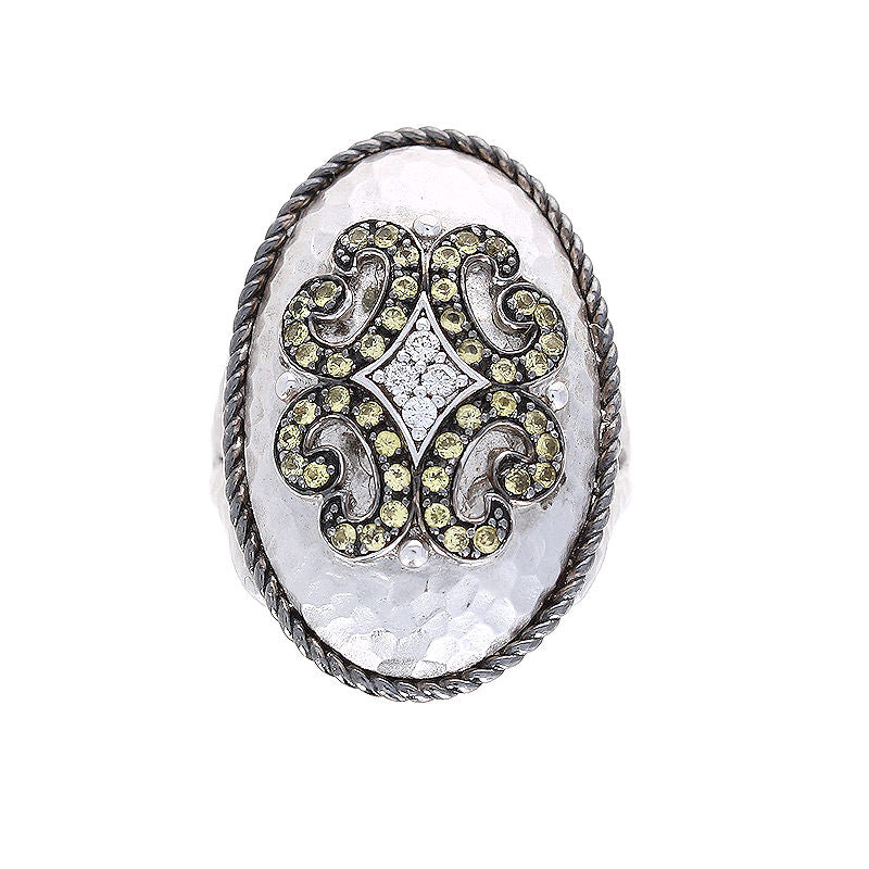 Ladies Sterling Silver 0.55cts Yellow Sapphire and Diamond Ring by Gabriel and Company