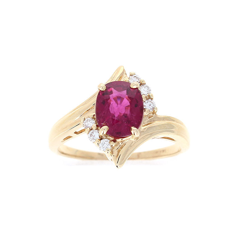 Ladies 14kt Yellow Gold 1.24ct Tourmaline and 0.11cts Diamond Ring