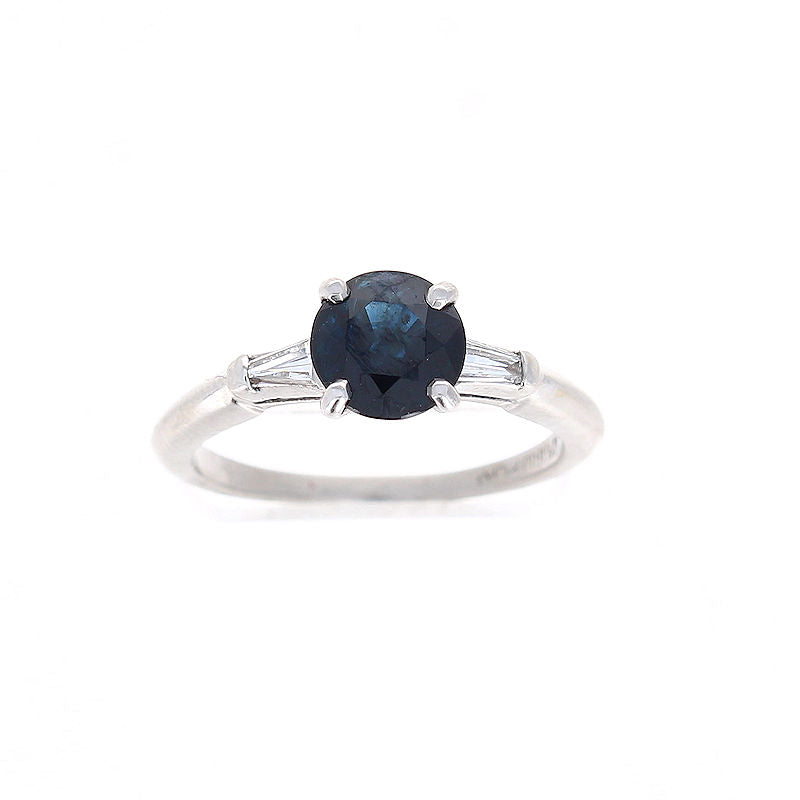 Ladies Platinum 1.24ct Blue Sapphire and 0.16cts Diamond Ring Circa 1925