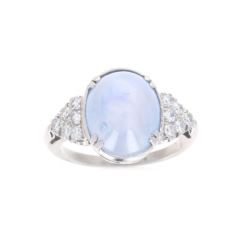 Ladies Platinum 8.40ct Star Sapphire and 0.36cts Diamond Ring