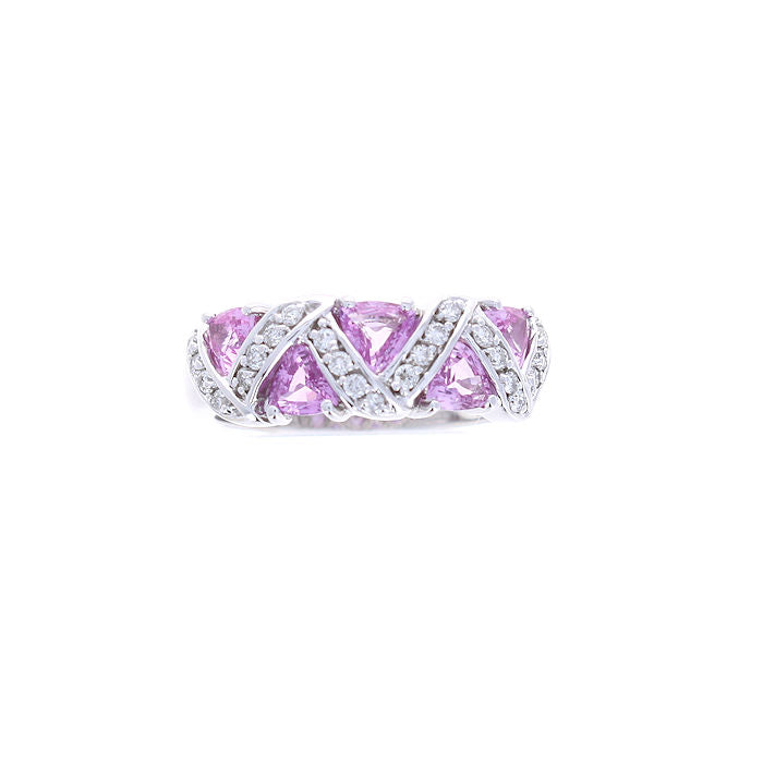 Ladies 14kt White Gold 1.50cts Pink Sapphire and 0.27cts Diamond Ring
