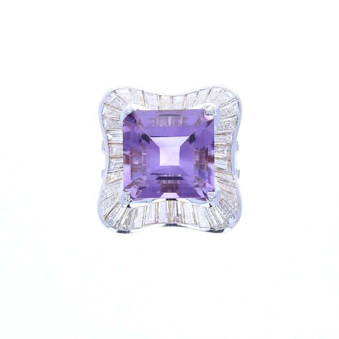Ladies Platinum 12.03ct Amethyst and 5.04cts Diamond Ring