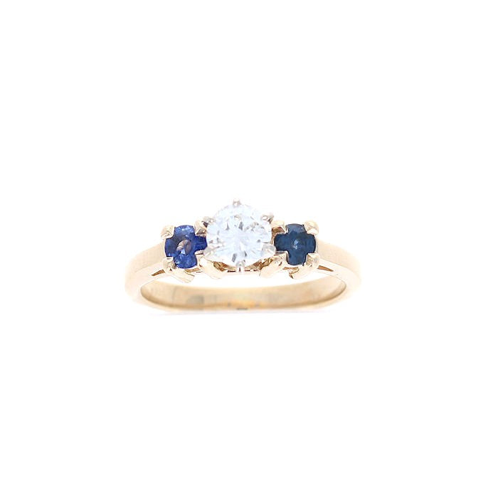 Ladies 14kt Yellow Gold 0.36ct Diamond and 0.37cts Sapphire Engagement Ring