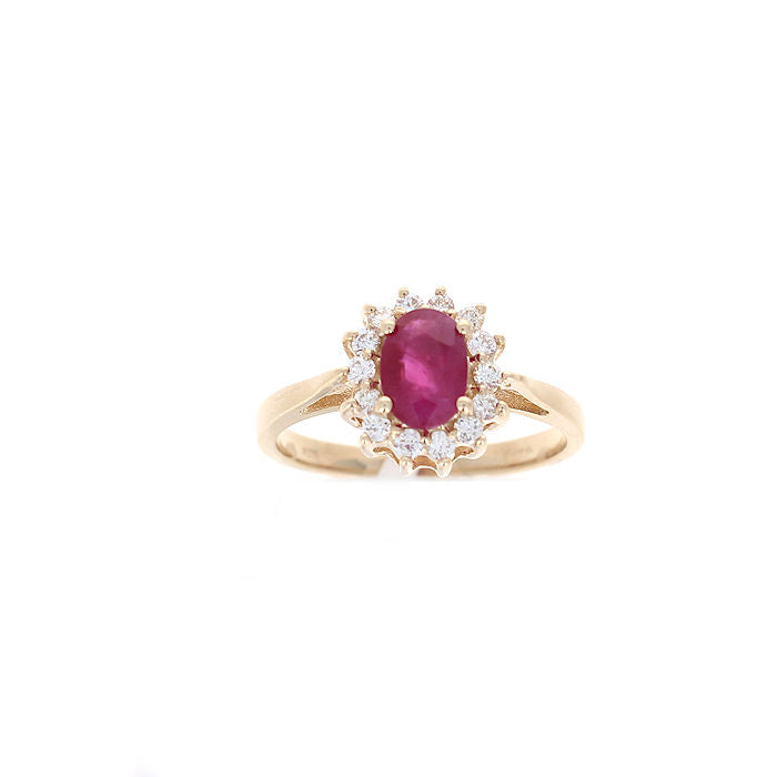 Ladies 14kt Yellow Gold 0.85ct Ruby and 0.30cts Diamond Ring