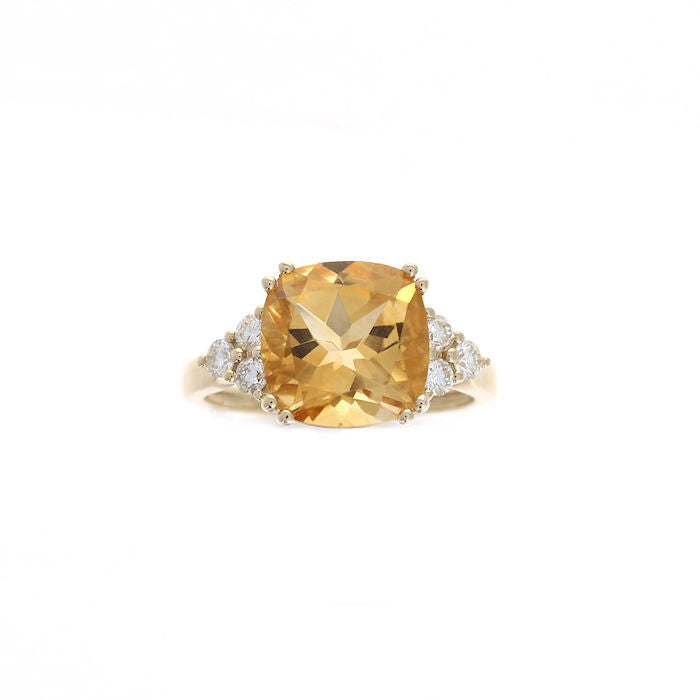Ladies 14kt Yellow Gold 3.80ct Citrine and 0.45cts Diamond Ring