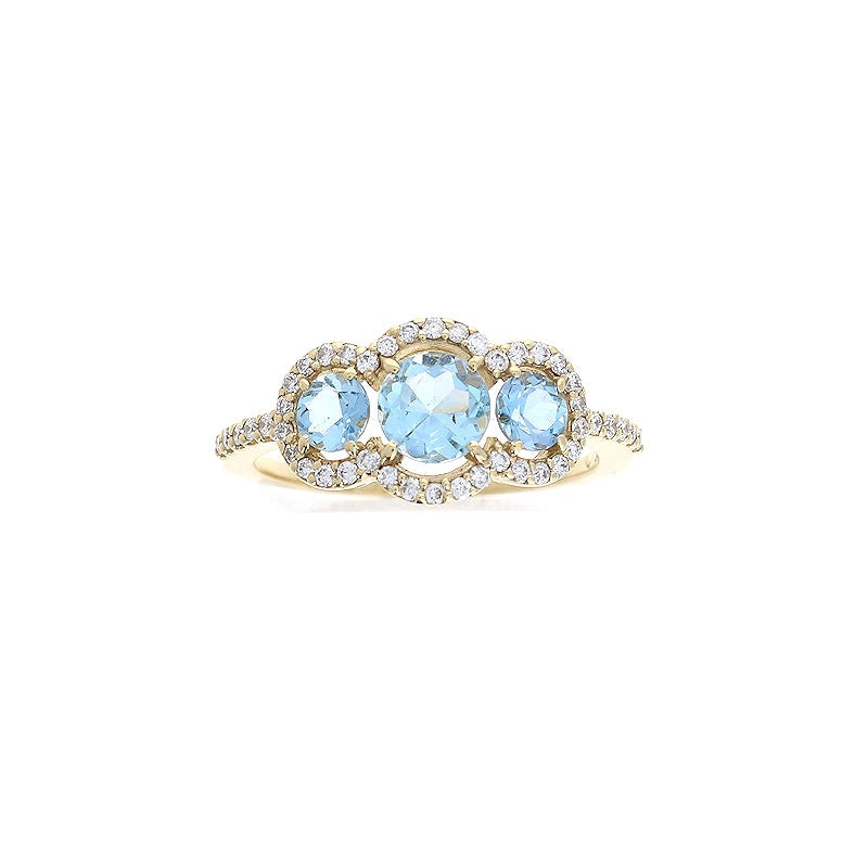 Ladies 14kt Yellow Gold 1.00ct Aquamarine and 0.27cts Diamond Ring