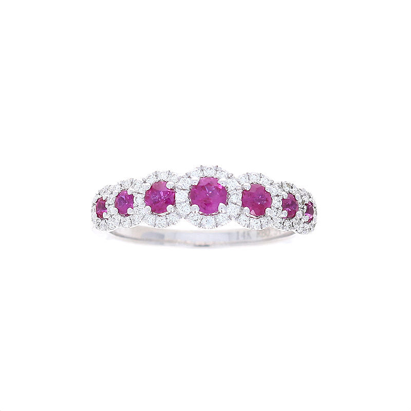 Ladies 14kt White Gold 0.54cts Ruby and 0.23cts Diamond Ring