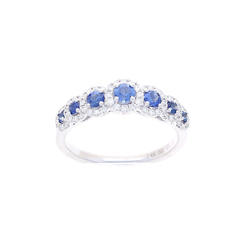 Ladies 14kt White Gold 0.49cts Blue Sapphire and 0.22cts Diamond Ring