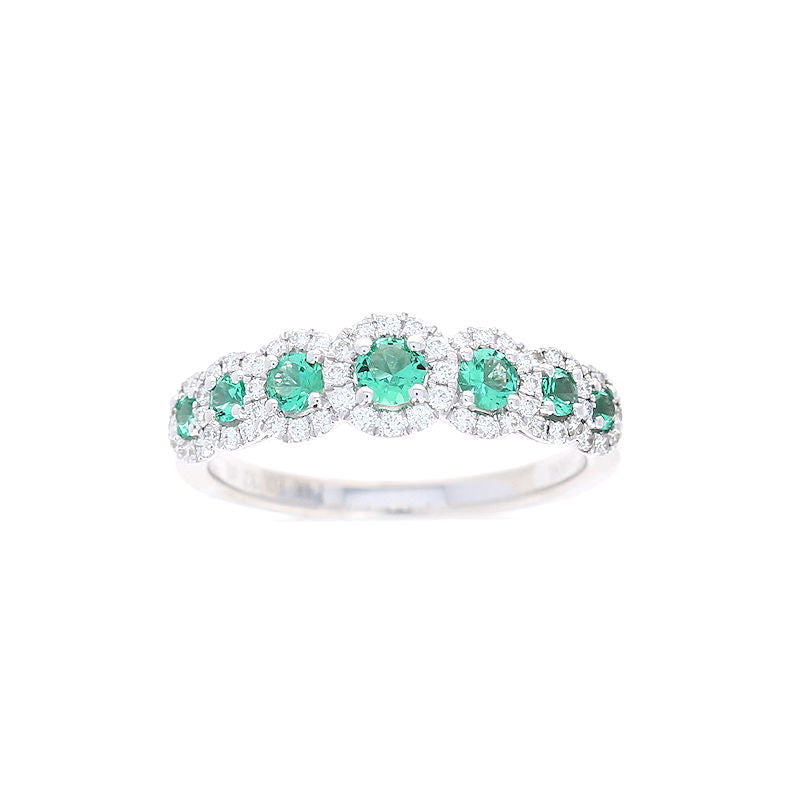 Ladies 14kt White Gold 0.32cts Emerald and 0.23cts Diamond Ring