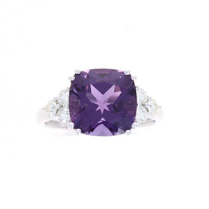 Ladies 14kt White Gold 3.80ct Amethyst and 0.45cts Diamond Ring