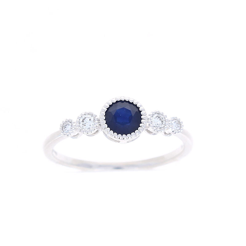 Ladies 14kt White Gold 0.65ct Sapphire and 0.12cts Diamond Ring