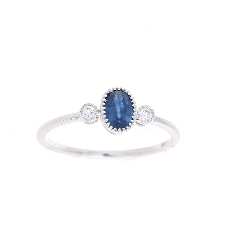 Ladies 14kt White Gold 0.57ct Sapphire and 0.06cts Diamond Ring