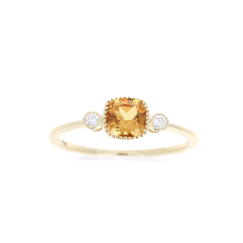 Ladies 14kt Yellow Gold 0.55ct Citrine and 0.06cts Diamond Ring