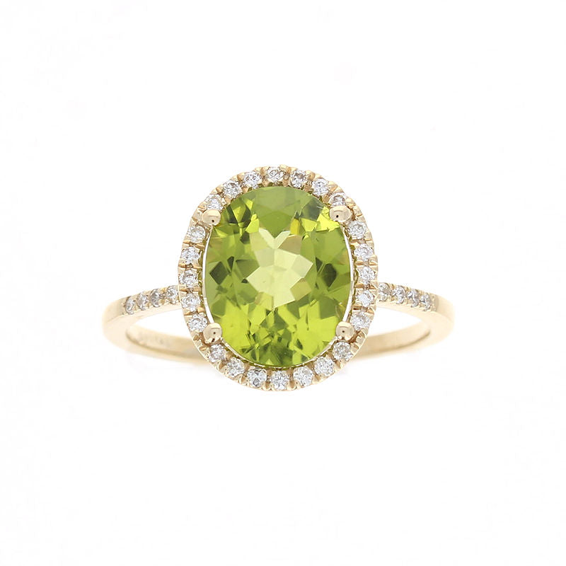 Ladies 14kt Yellow Gold 2.55ct Peridot and 0.21cts Diamond Ring