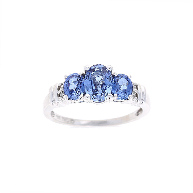 Ladies 10kt White Gold 1.50cts Tanzanite and 0.04cts Diamond Ring