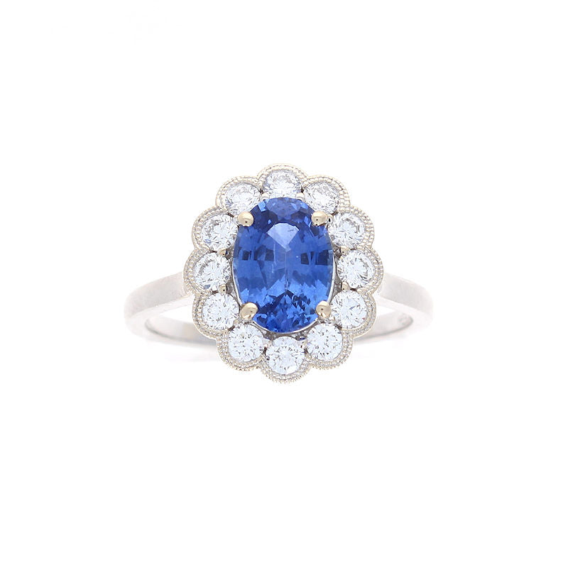 Ladies 14kt White Gold 1.65ct Sapphire and 0.60cts Diamond Ring