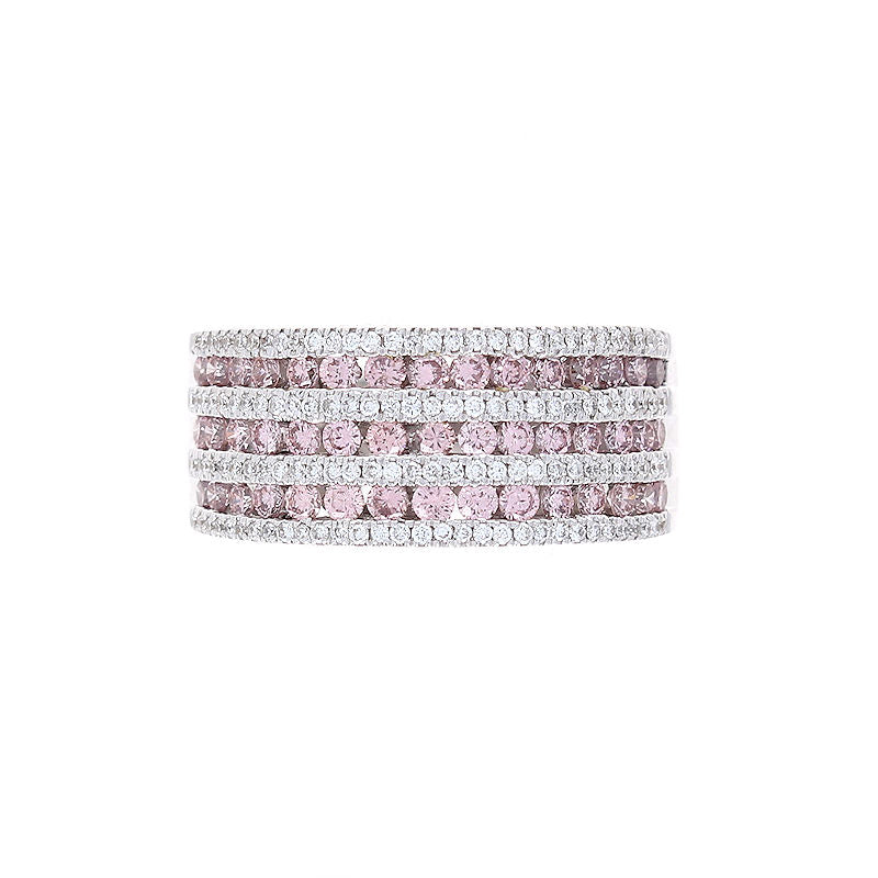 Ladies 14kt White Gold 1.00cts Pink and White Diamond Ring