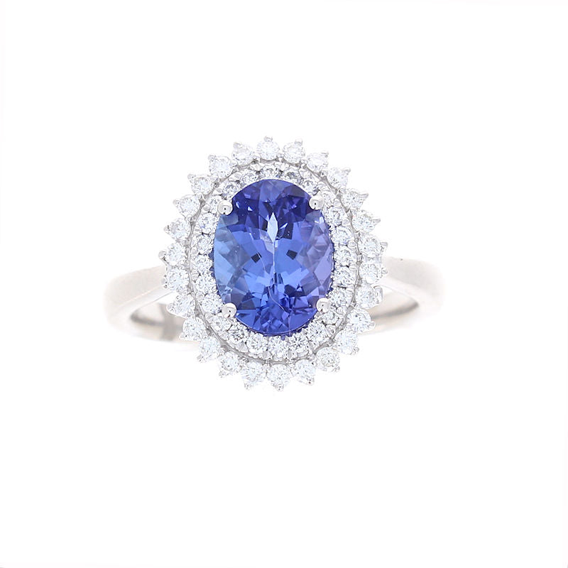 Ladies Platinum 1.75ct Tanzanite and 0.38cts Diamond Ring