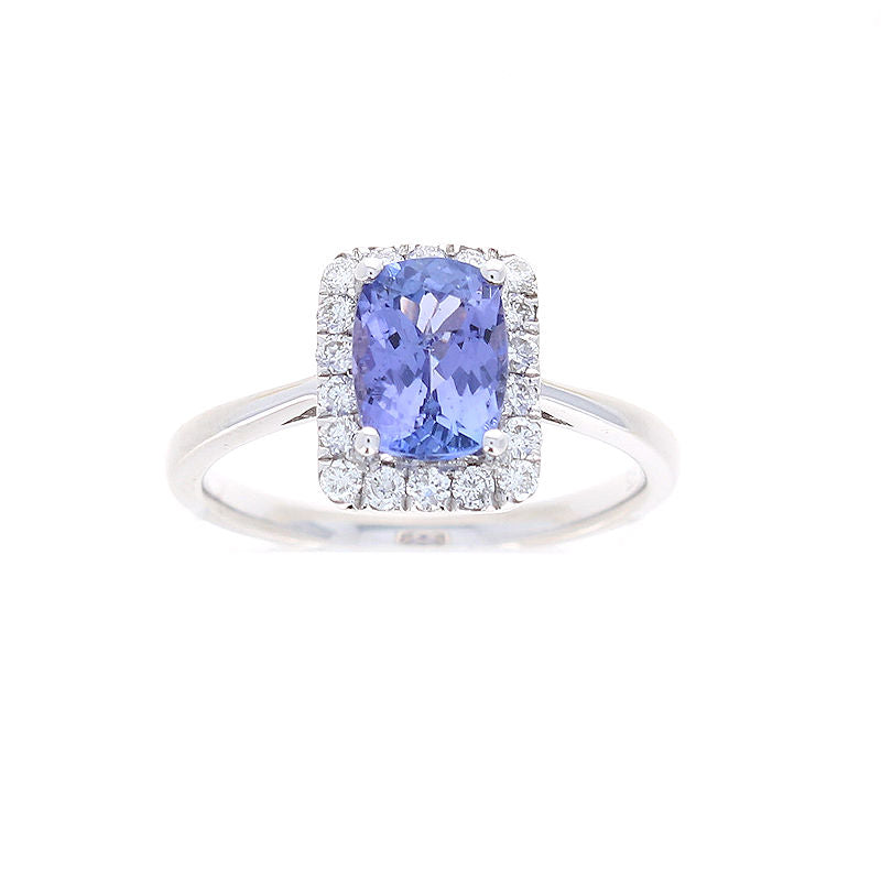 Ladies 14kt White Gold 1.25ct Tanzanite and 0.27cts Diamond Ring