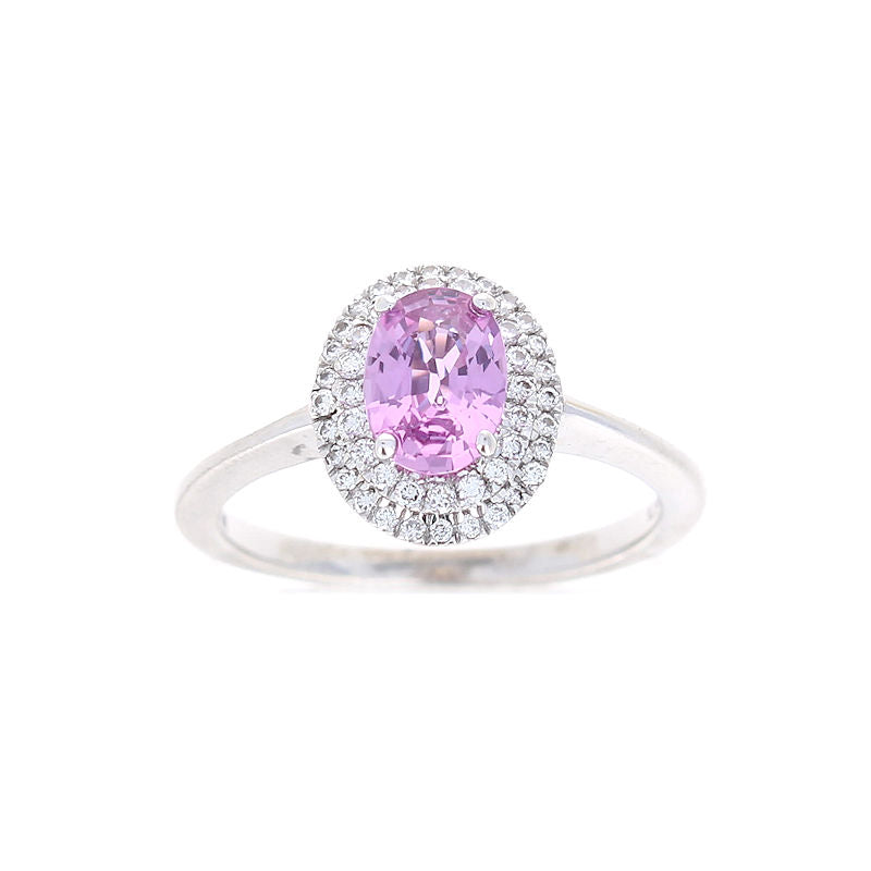 Ladies 18kt White Gold 1.00ct Pink Sapphire and 0.17cts Diamond Ring
