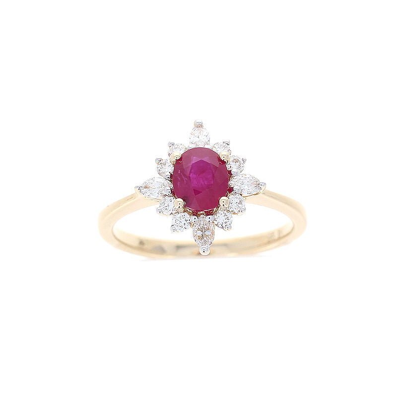 Ladies 14kt Yellow Gold 0.76ct Ruby and 0.24cts Diamond Ring