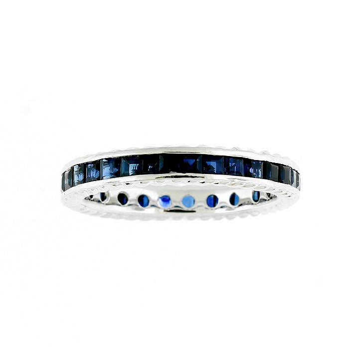 Ladies 14kt White Gold 1.98cts Blue Sapphire Wedding Band