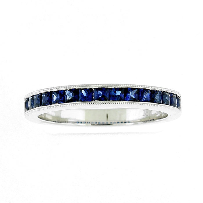 Ladies 18kt White Gold 0.71cts Blue Sapphire Wedding Band By Simon G