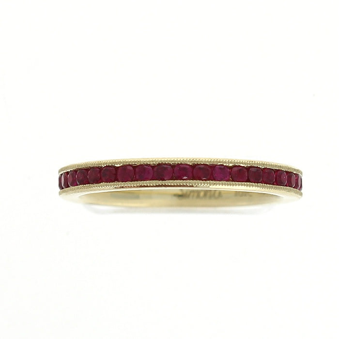 Ladies 18kt Yellow Gold 0.76cts Ruby Wedding Band By Simon G