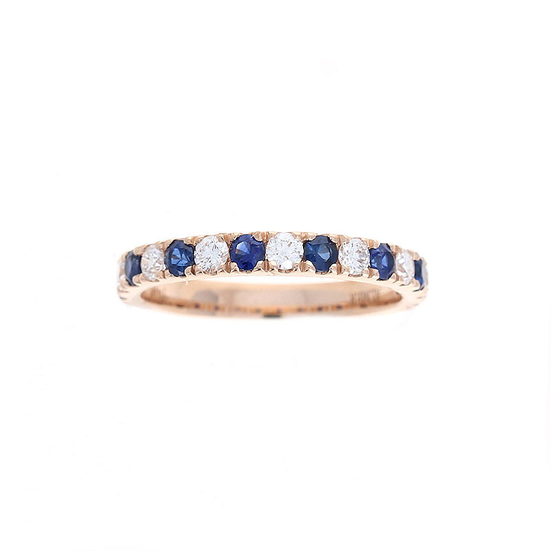 Ladies 14kt Rose Gold 0.46cts Sapphire and 0.33cts Diamond Wedding Band