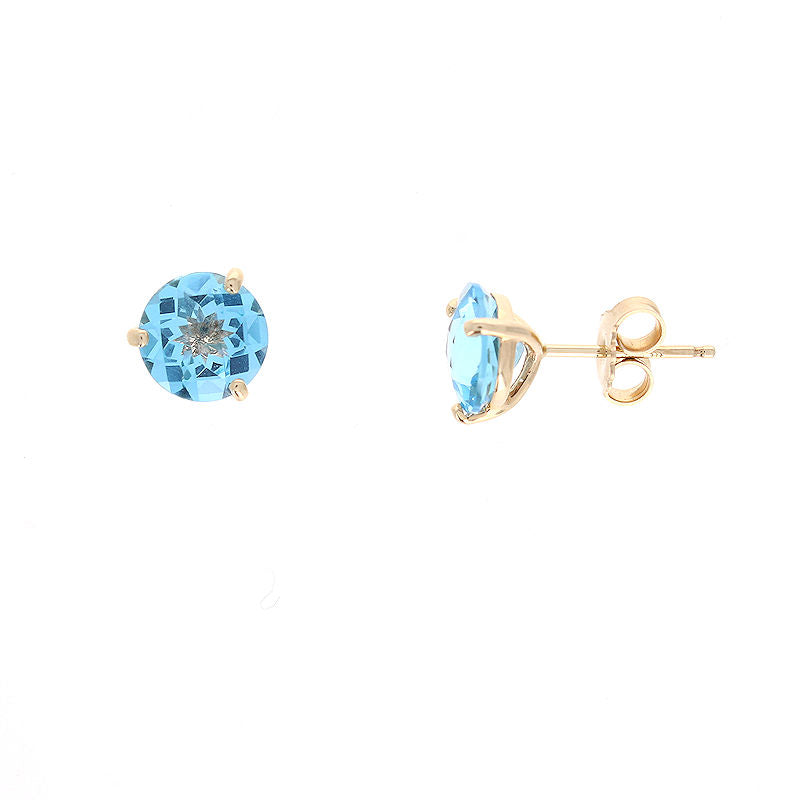 Ladies 14kt Yellow Gold 5.00cts Blue Topaz Earrings