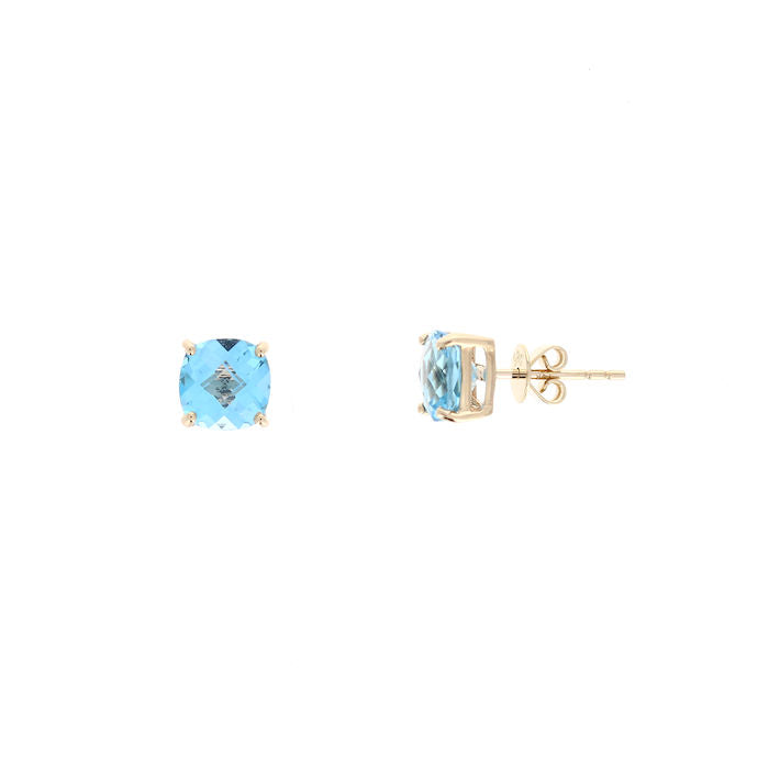 Ladies 14kt Yellow Gold 2.93cts Blue Topaz Earrings