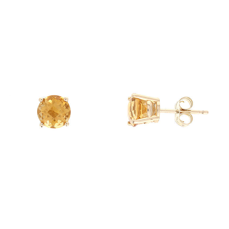 Ladies 14kt Yellow Gold 6mm Citrine Earrings