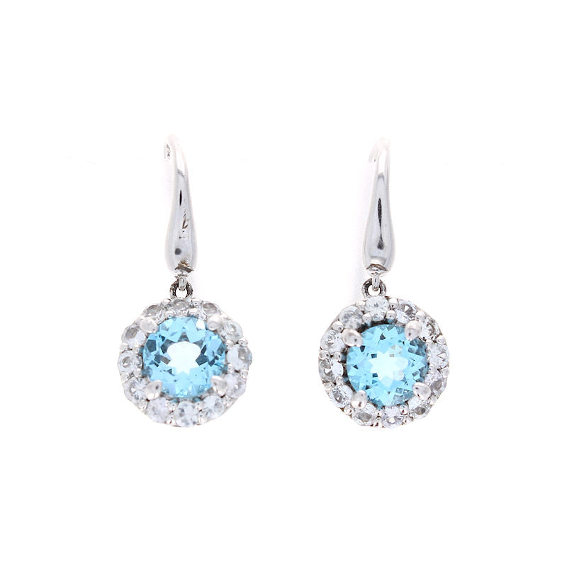 Ladies Sterling Silver 1.93cts Blue Topaz and 0.85cts White Sapphire Earrings