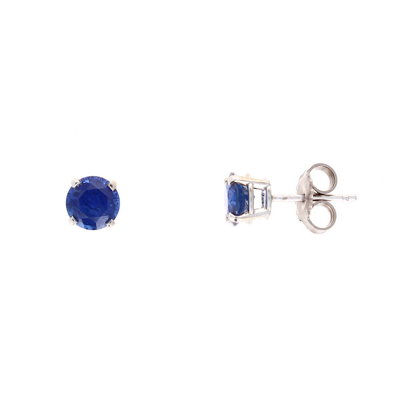 Ladies 14kt White Gold 1.75cts Blue Sapphire Stud Earring