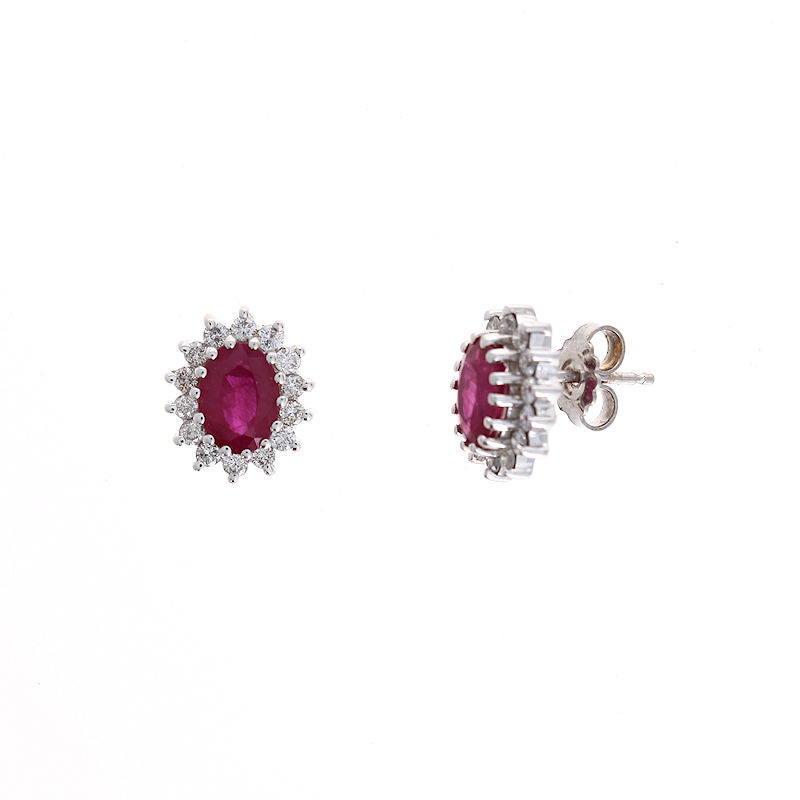 Ladies 14kt White Gold 2.00cts Ruby and 0.56cts Diamond Earrings