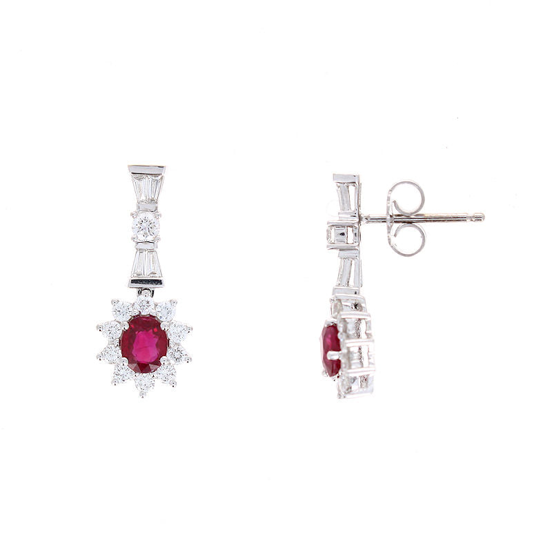 Ladies 18kt White Gold 1.10cts Ruby and 0.91cts Diamond Earrings