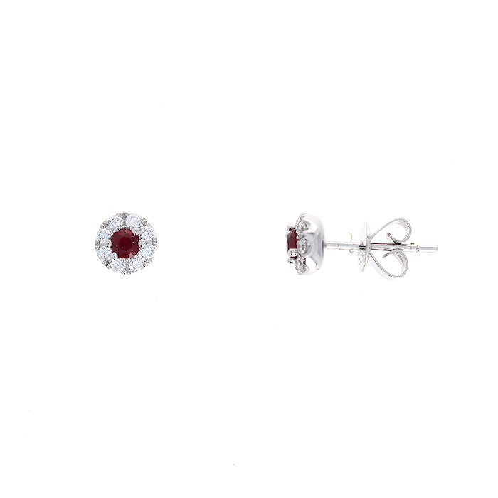 Ladies 14kt White Gold 0.25cts Ruby and 0.20cts Diamond Earrings