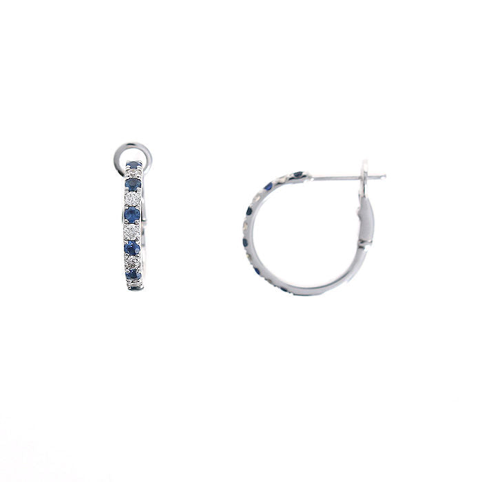 Ladies 14kt White Gold 0.36cts Sapphire and 0.20cts Diamond Hoop Earrings