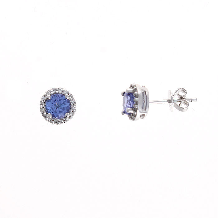 Ladies 14kt White Gold 1.06cts Tanzanite and 0.13cts Diamond Earrings