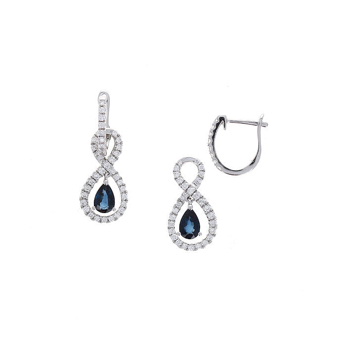 Ladies 14kt White Gold 0.91cts Blue Sapphire and 0.51cts Diamond Earrings