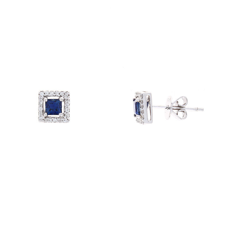 Ladies 14kt White Gold 0.49cts Sapphire and Diamond Earrings